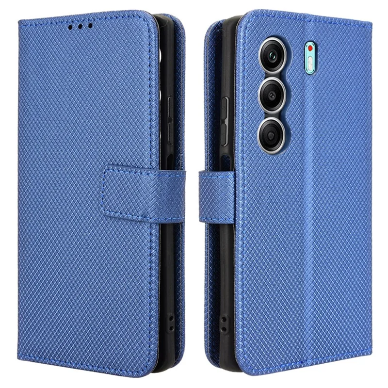 For TECNO Camon 40 4G CM5 Case PU Leather Diamond Texture Wallet Phone Cover - Blue