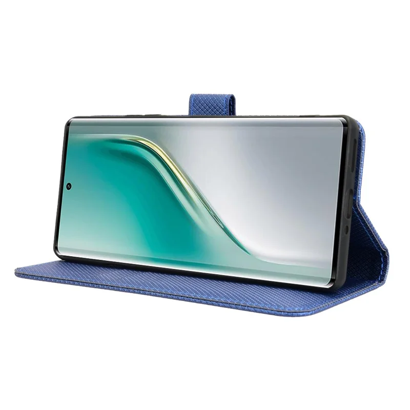 For TECNO Camon 40 4G CM5 Case PU Leather Diamond Texture Wallet Phone Cover - Blue