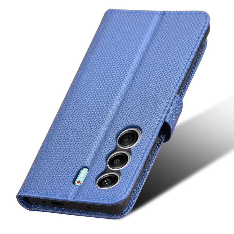 For TECNO Camon 40 4G CM5 Case PU Leather Diamond Texture Wallet Phone Cover - Blue
