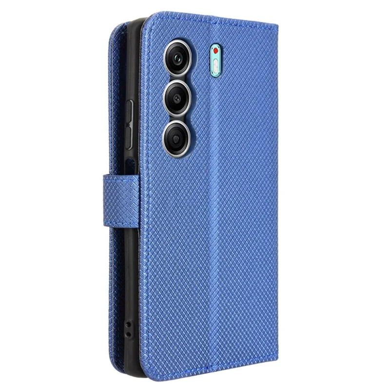 For TECNO Camon 40 4G CM5 Case PU Leather Diamond Texture Wallet Phone Cover - Blue