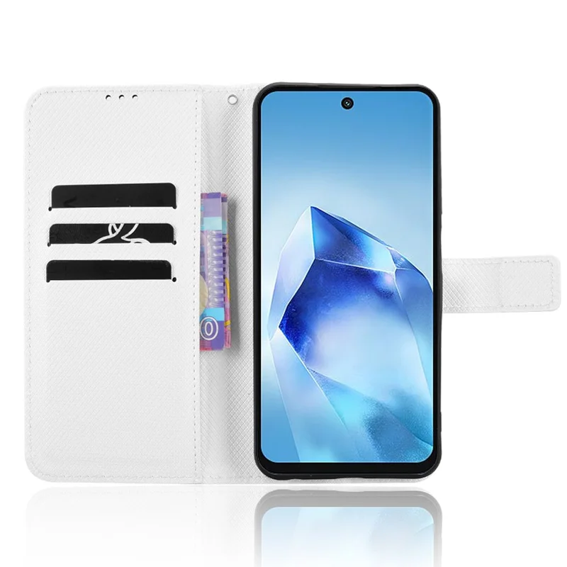 For itel Power 70 4G Case PU Leather Diamond Texture Wallet Phone Cover - White