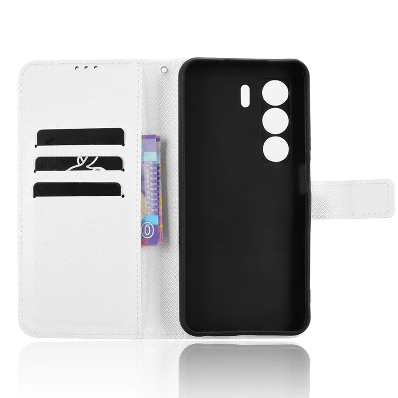 For itel Power 70 4G Case PU Leather Diamond Texture Wallet Phone Cover - White