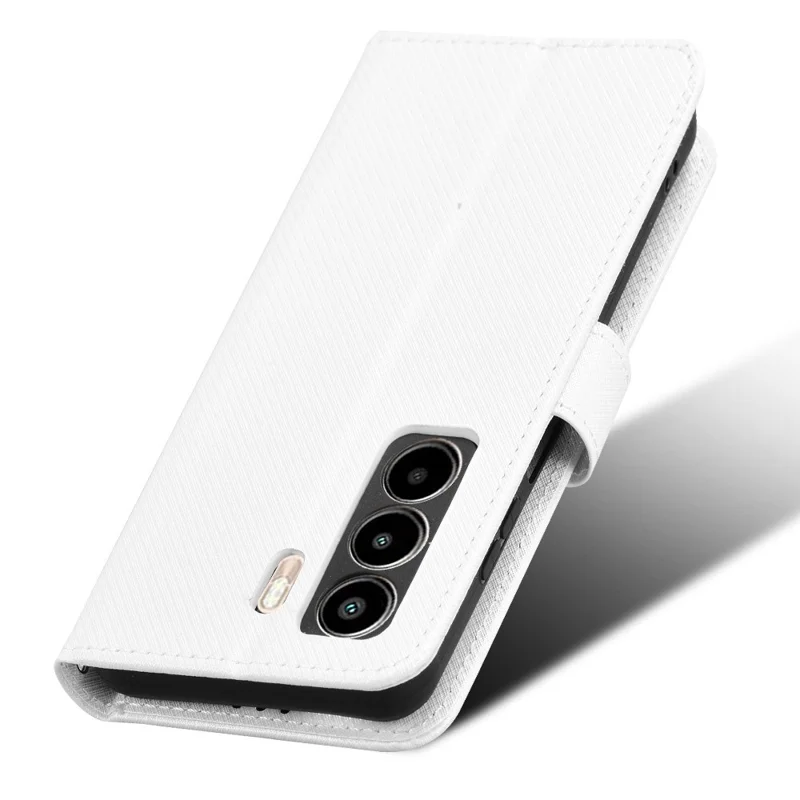 For itel Power 70 4G Case PU Leather Diamond Texture Wallet Phone Cover - White