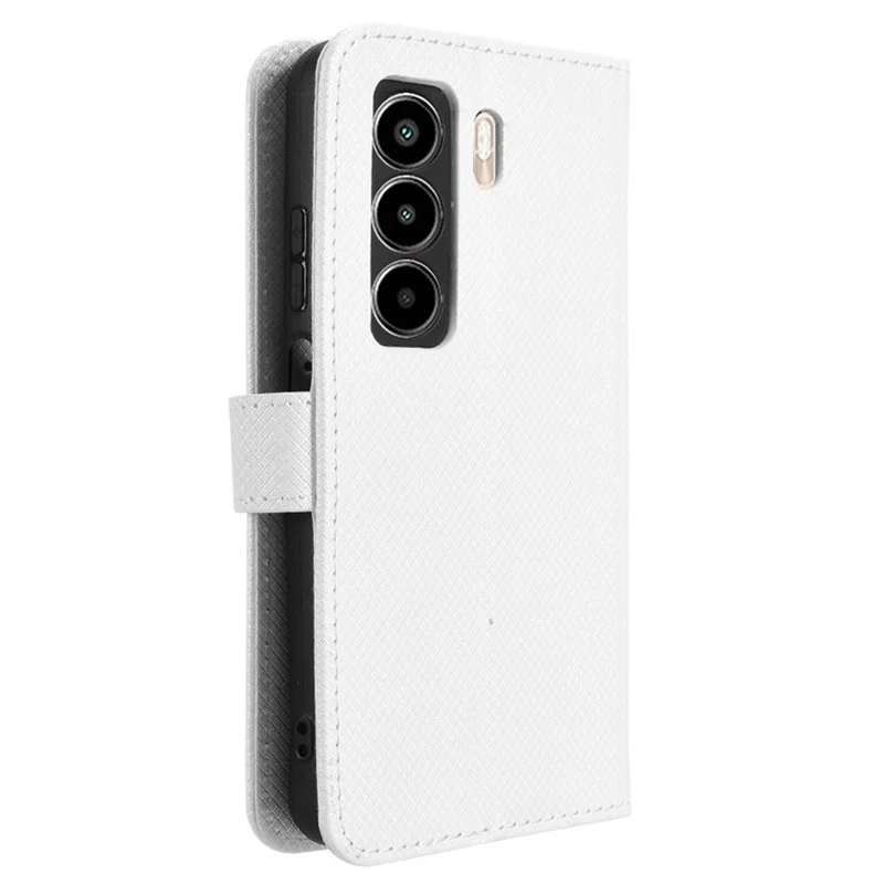 For itel Power 70 4G Case PU Leather Diamond Texture Wallet Phone Cover - White