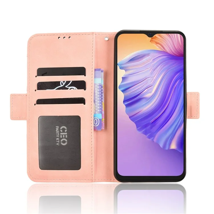 Capa de Couro para Ulefone Note 21 com Carteira e Múltiplos Compartimentos para Cartões - Rosa