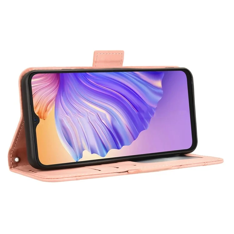 Capa de Couro para Ulefone Note 21 com Carteira e Múltiplos Compartimentos para Cartões - Rosa
