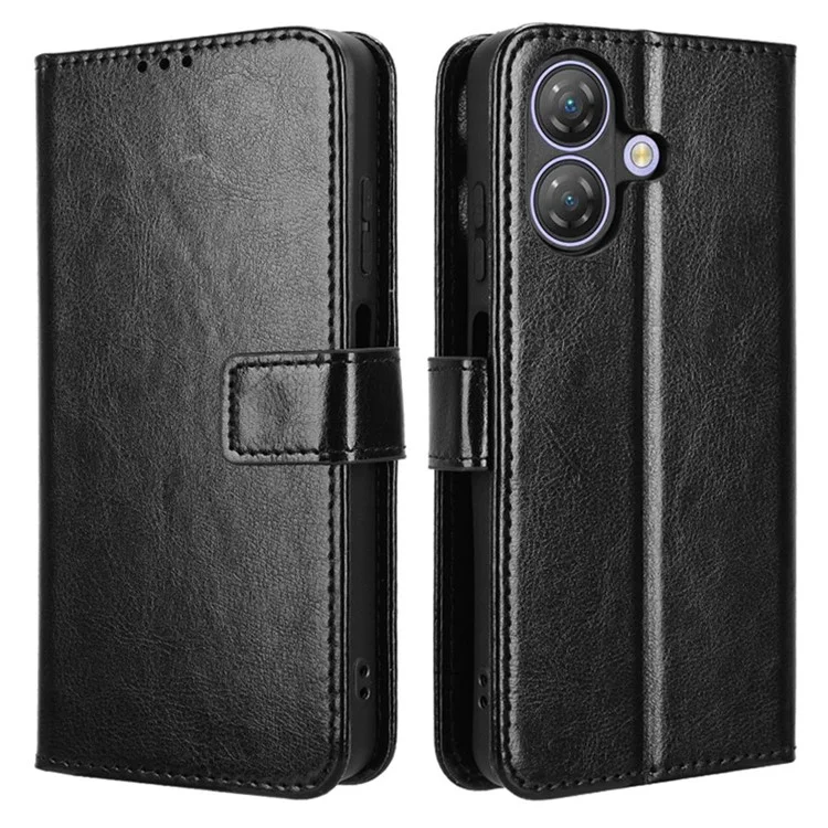 Capa para Ulefone Note 21 com Textura de Couro Crazy Horse, Carteira para Celular - Preto