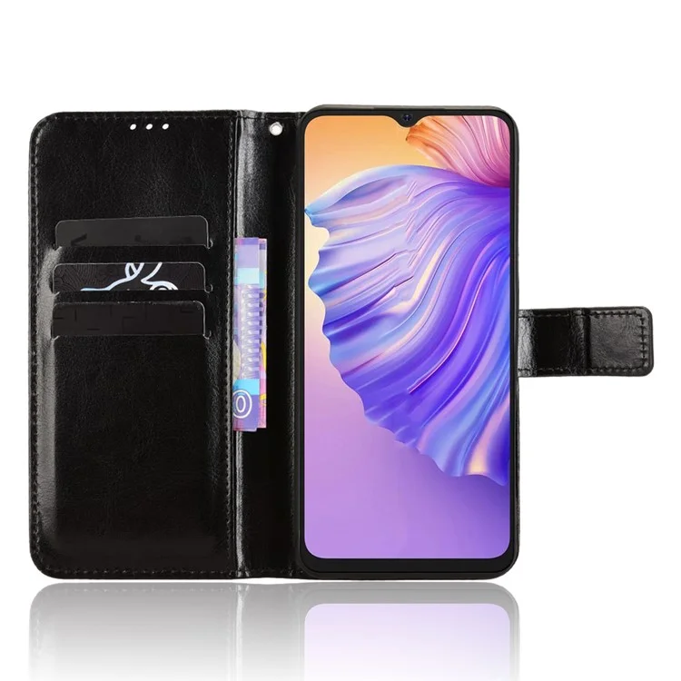 Capa para Ulefone Note 21 com Textura de Couro Crazy Horse, Carteira para Celular - Preto