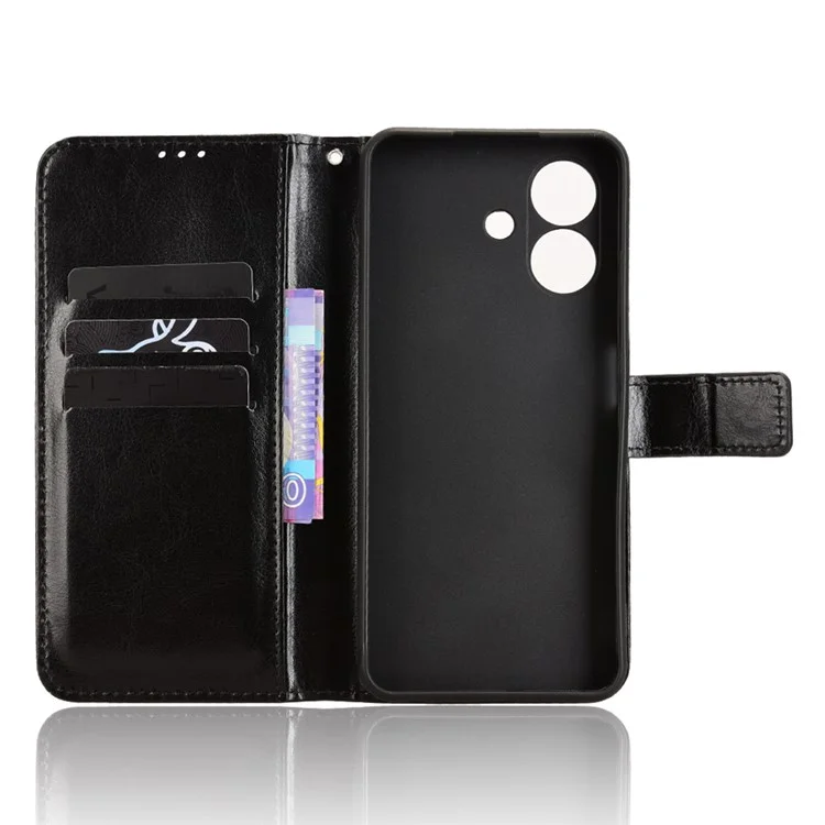 Capa para Ulefone Note 21 com Textura de Couro Crazy Horse, Carteira para Celular - Preto