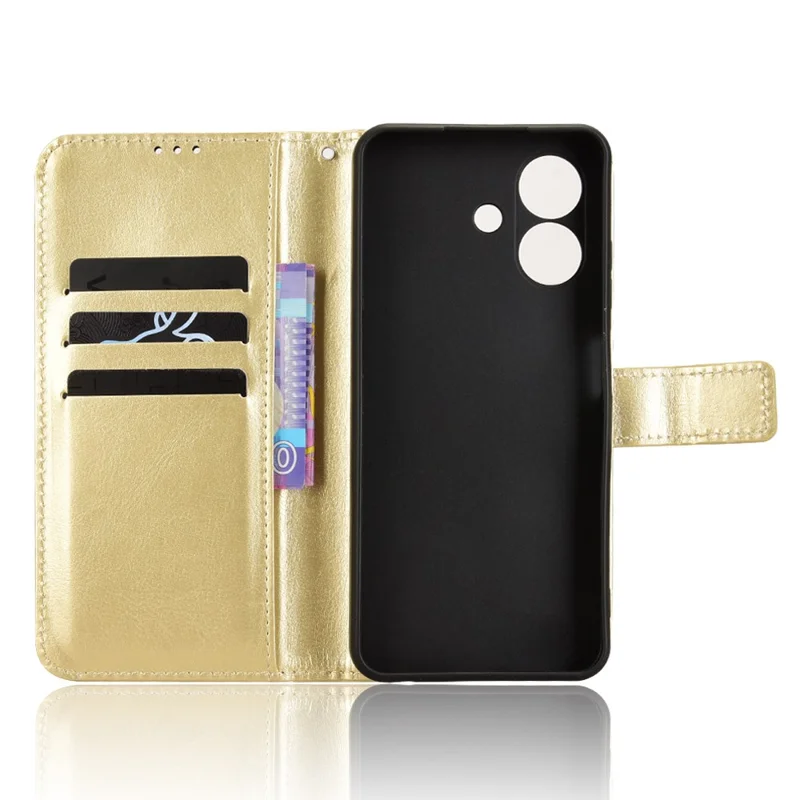 Obudowa do Ulefone Note 21, etui portfel z udźwięknieniem Crazy Horse z premium skórzanego PU - złoty