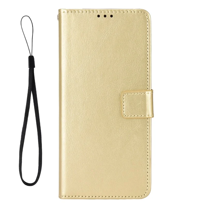 Obudowa do Ulefone Note 21, etui portfel z udźwięknieniem Crazy Horse z premium skórzanego PU - złoty