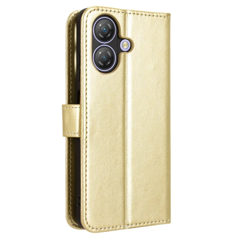 Obudowa do Ulefone Note 21, etui portfel z udźwięknieniem Crazy Horse z premium skórzanego PU - złoty