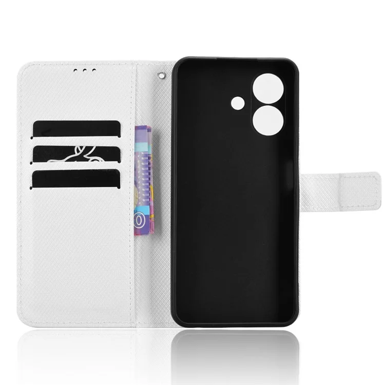 For Ulefone Note 21 Case PU Leather Diamond Texture Wallet Phone Cover - White