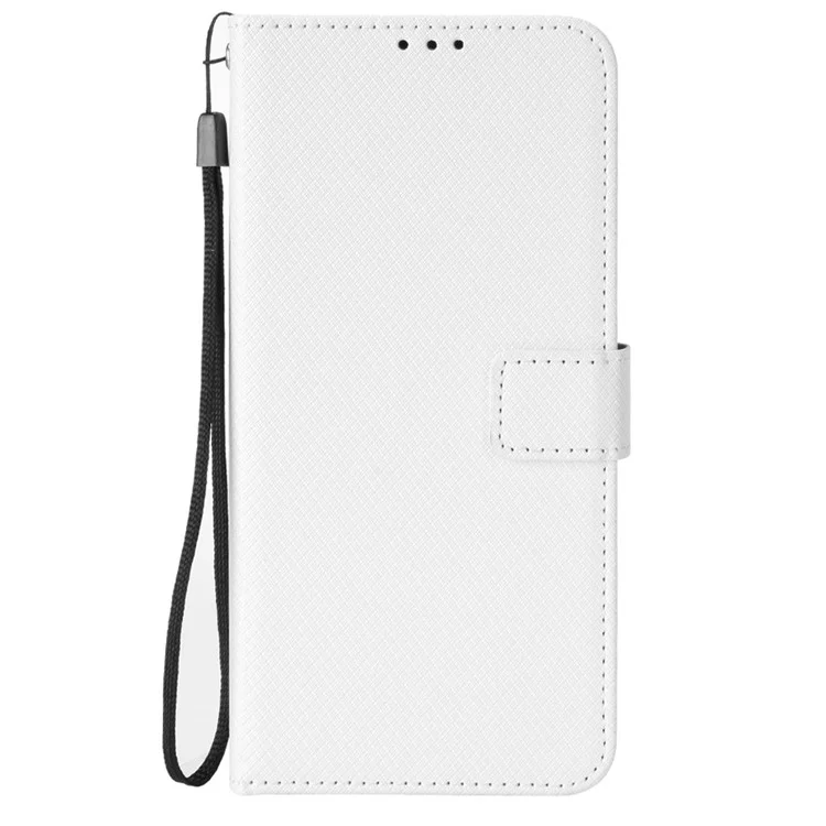 For Ulefone Note 21 Case PU Leather Diamond Texture Wallet Phone Cover - White
