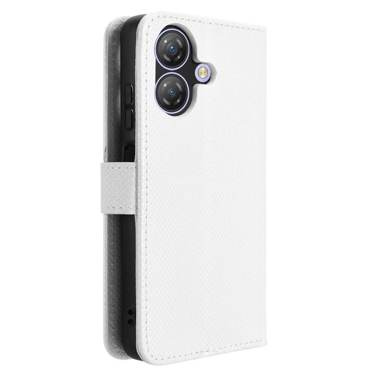 For Ulefone Note 21 Case PU Leather Diamond Texture Wallet Phone Cover - White