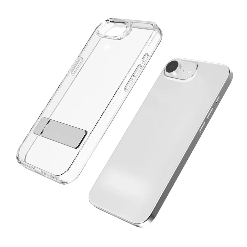 Voor iPhone 16e Hoesje Met Standaard TPU + PC Transparant Telefoonhoesje - Transparant