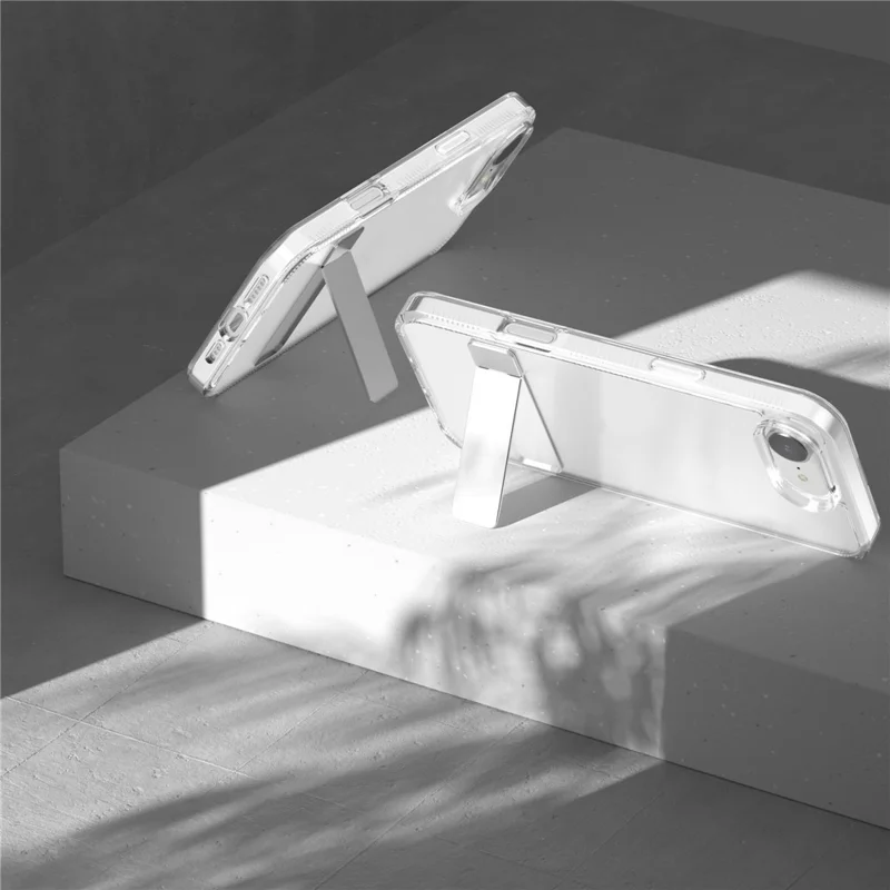 Voor iPhone 16e Hoesje Met Standaard TPU + PC Transparant Telefoonhoesje - Transparant