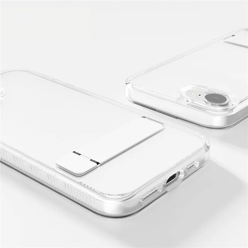 Voor iPhone 16e Hoesje Met Standaard TPU + PC Transparant Telefoonhoesje - Transparant