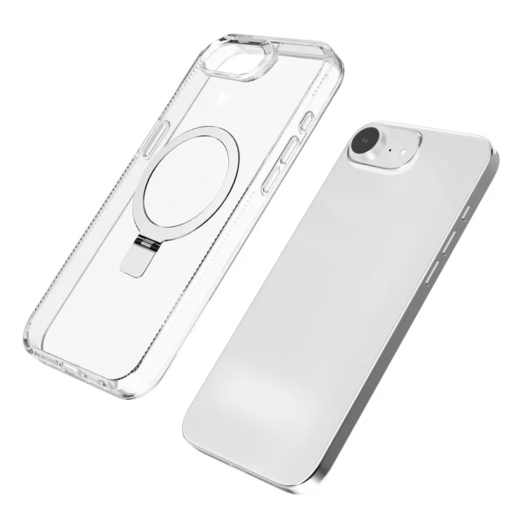 iPhone 16e Hülle TPU + PC Handyhülle mit Ringhalter, kompatibel mit MagSafe - Transparent