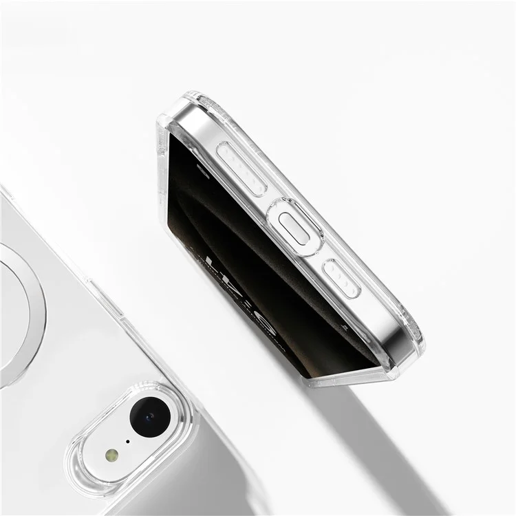 iPhone 16e Hülle TPU + PC Handyhülle mit Ringhalter, kompatibel mit MagSafe - Transparent
