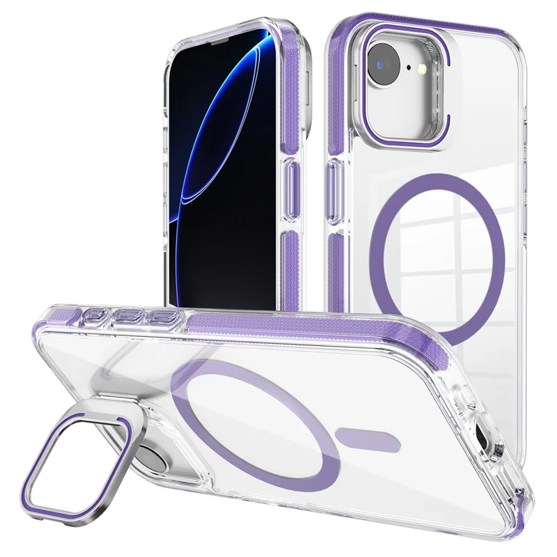 Til iPhone 16e Case Kompatibel med MagSafe TPU + PC Telefonbeskyttelse med Lensestøtte - Mørk Lilla