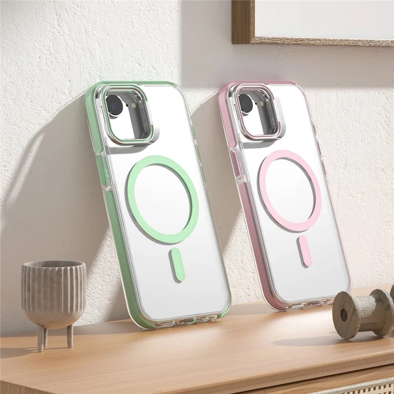 Til iPhone 16e Case Kompatibel med MagSafe TPU + PC Telefonbeskyttelse med Lensestøtte - Mørk Lilla