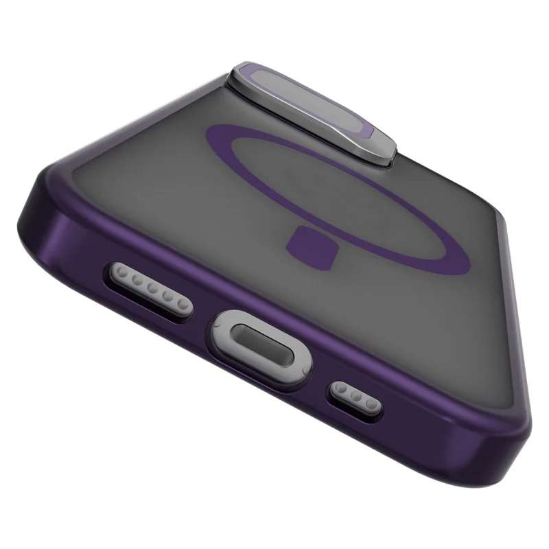 For iPhone 16e Case Compatible with MagSafe Lens Kickstand PC + TPU Matte Phone Cover - Dark Purple