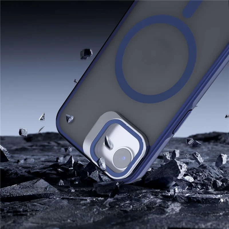 For iPhone 16e Case Compatible with MagSafe Lens Kickstand PC + TPU Matte Phone Cover - Dark Purple