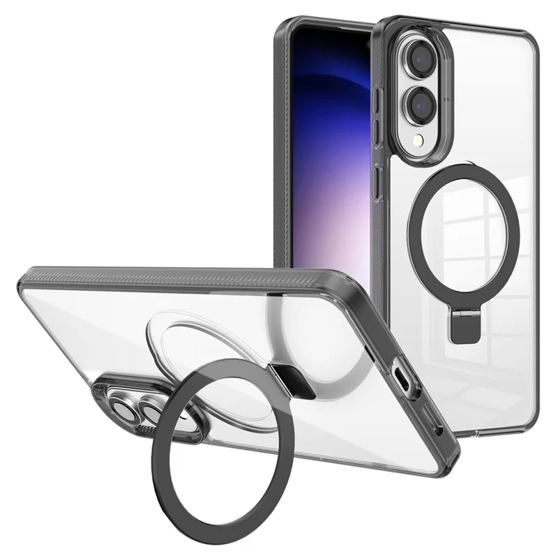 For Samsung Galaxy S25 Edge Case TPU + PC Phone Cover Ring Holder Compatible with MagSafe - Black