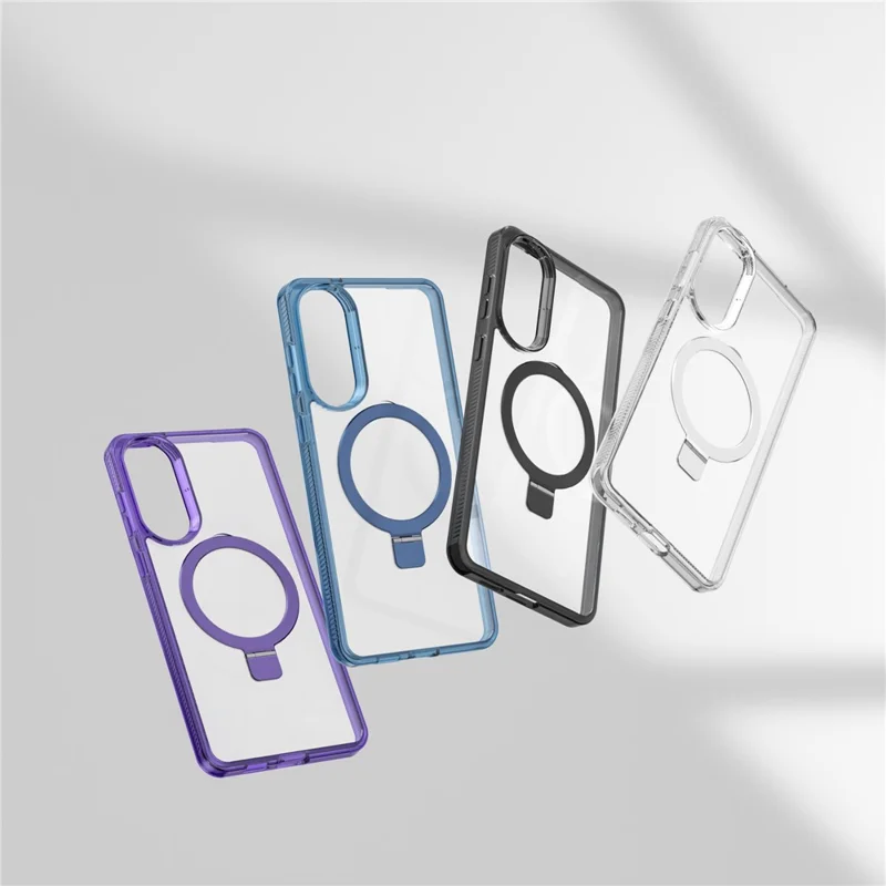 For Samsung Galaxy S25 Edge Case TPU + PC Phone Cover Ring Holder Compatible with MagSafe - Black