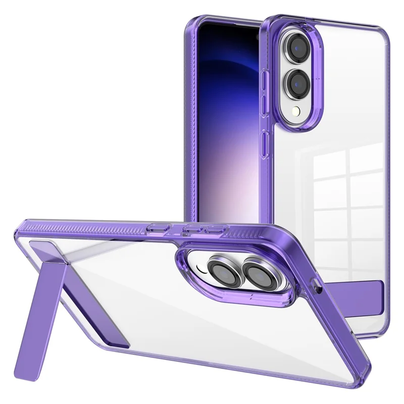 For Samsung Galaxy S25 Edge Case Kickstand TPU + PC Clear Phone Cover - Purple