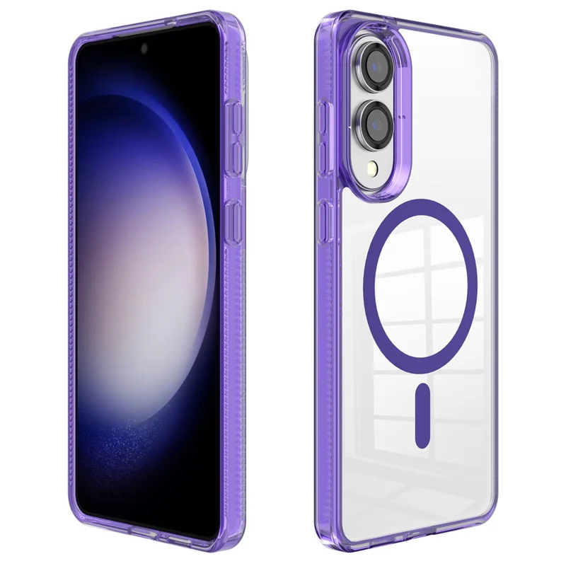 For Samsung Galaxy S25 Edge Case TPU + PC Transparent Phone Cover Compatible with MagSafe - Purple