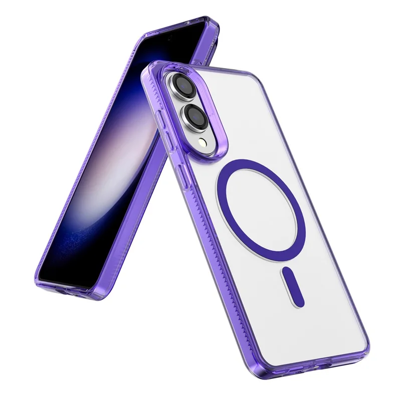 For Samsung Galaxy S25 Edge Case TPU + PC Transparent Phone Cover Compatible with MagSafe - Purple