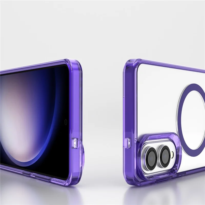 For Samsung Galaxy S25 Edge Case TPU + PC Transparent Phone Cover Compatible with MagSafe - Purple