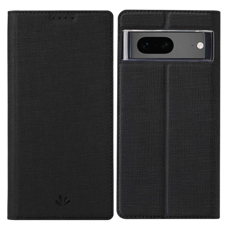 VILI DMX-серия для Google Pixel 7 5G Anti-scratch PU Leather Auto Closing Magnetic Phone Case Card Holder Stand Protective Cover - Черный