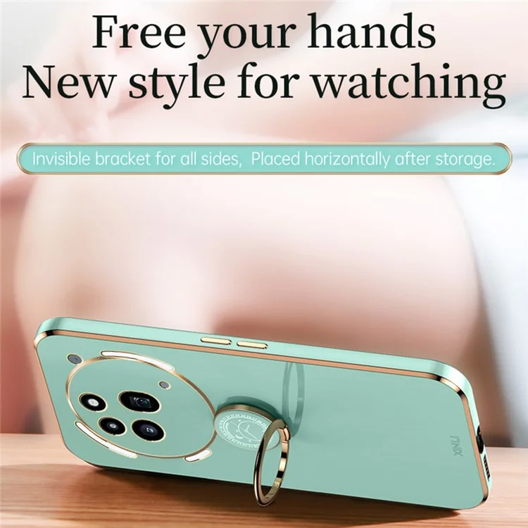 XINLI Für Nothing Phone (3a) Pro Hülle Ring Ständer Elektroplattierung TPU Handyhülle - Lila
