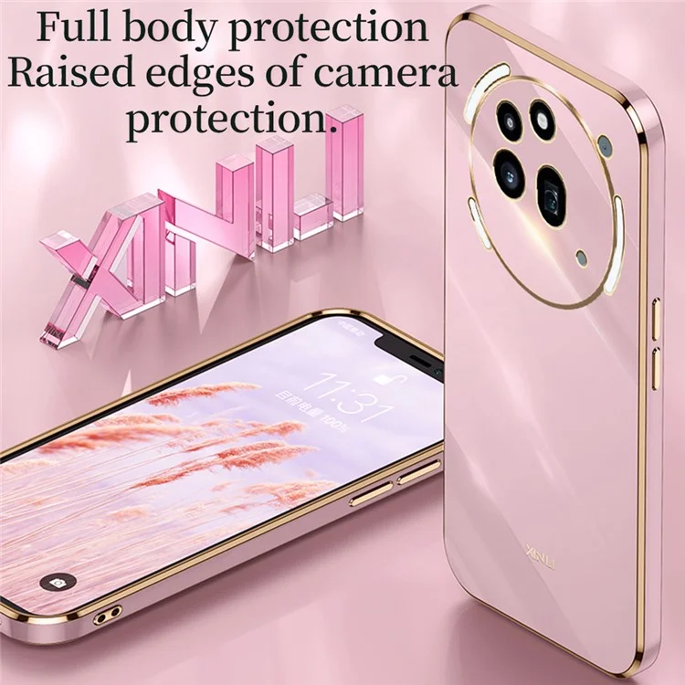 XINLI Für Nothing Phone (3a) Pro Hülle Ring Ständer Elektroplattierung TPU Handyhülle - Lila