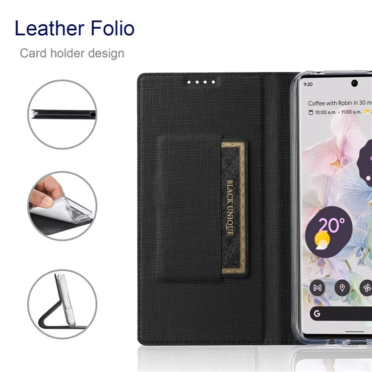 VILI DMX Series for Google Pixel 7 Pro 5G PU Leather Flip Cover Stand Magnetic Auto Closing Protective Case with Card Holder - Black