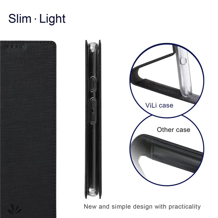 VILI DMX Series for Google Pixel 7 Pro 5G PU Leather Flip Cover Stand Magnetic Auto Closing Protective Case with Card Holder - Black