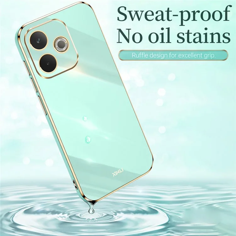Чехол XINLI для Oppo A5 Pro 5G с кольцом-подставкой и электролитическим TPU покрытием - Голубой