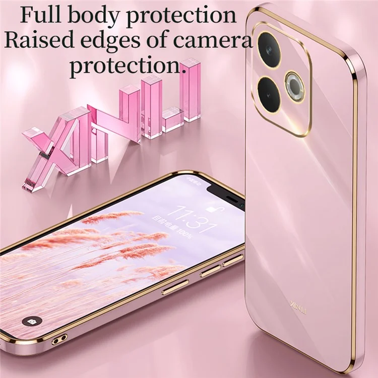 Чехол XINLI для Oppo A5 Pro 5G с кольцом-подставкой и электролитическим TPU покрытием - Голубой
