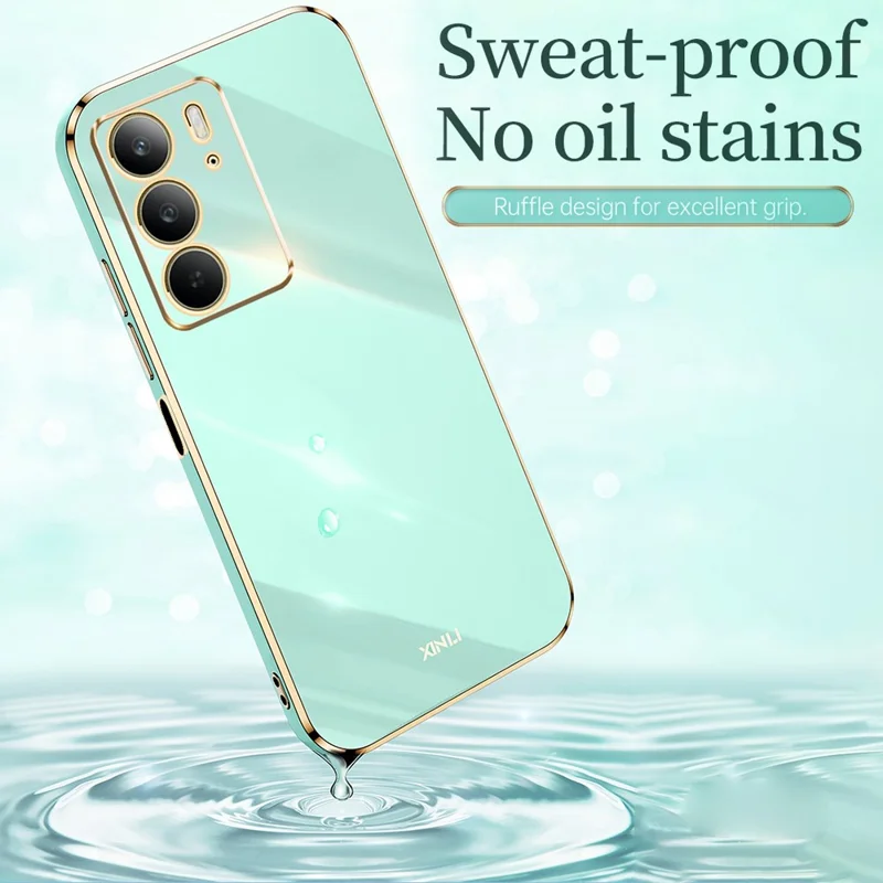 XINLI For Realme C75 4G Case TPU Phone Cover with Electroplating Frame - Cyan