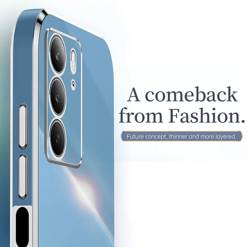 XINLI For Realme C75 4G Case TPU Phone Cover with Electroplating Frame - Cyan