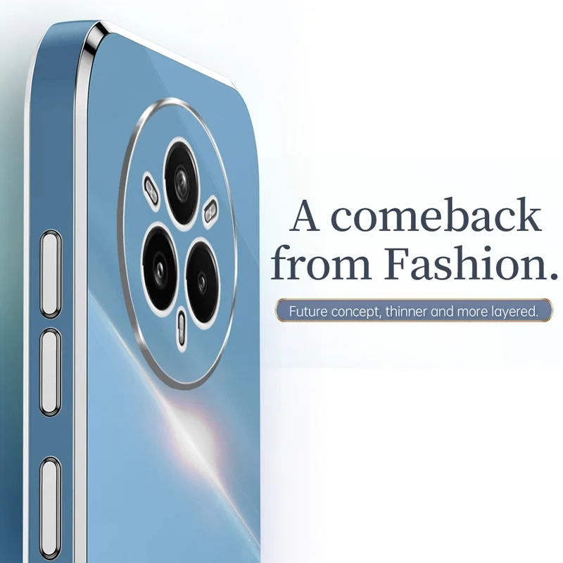 XINLI voor Realme 14 Pro+ 5G hoesje TPU telefoonhoes met gegalvaniseerde rand - Cyaan