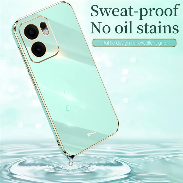 XINLI pour Oppo Reno13 F 5G Étui avec Anneau de Support et Revêtement Électrolytique en TPU - Cyan