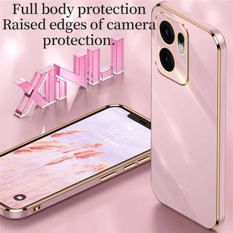 XINLI pour Oppo Reno13 F 5G Étui avec Anneau de Support et Revêtement Électrolytique en TPU - Cyan