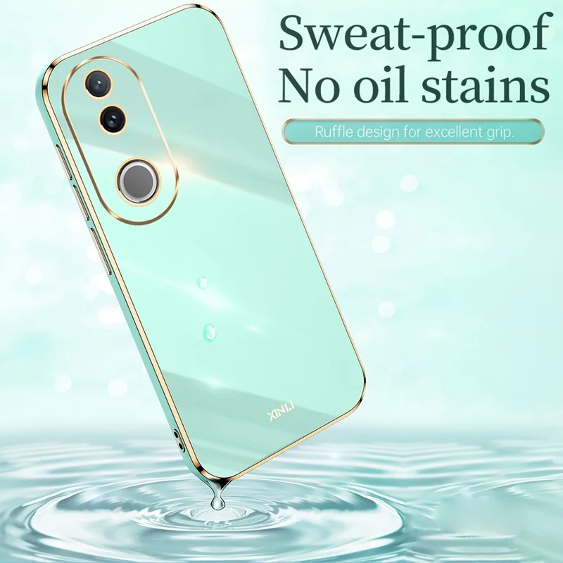 XINLI For vivo V50 5G Case TPU Phone Cover with Electroplating Frame - Cyan