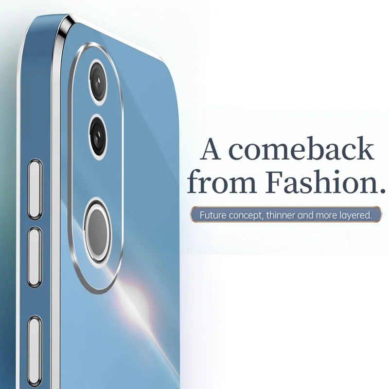 XINLI For vivo V50 5G Case TPU Phone Cover with Electroplating Frame - Cyan