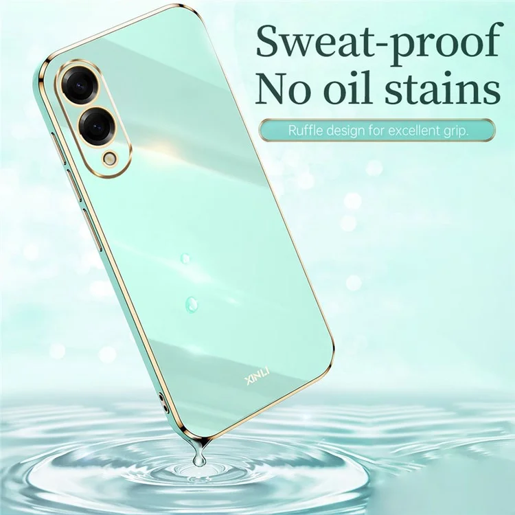 Capa XINLI para Samsung Galaxy S25 Edge em TPU com Moldura Eletroplatinada - Ciano