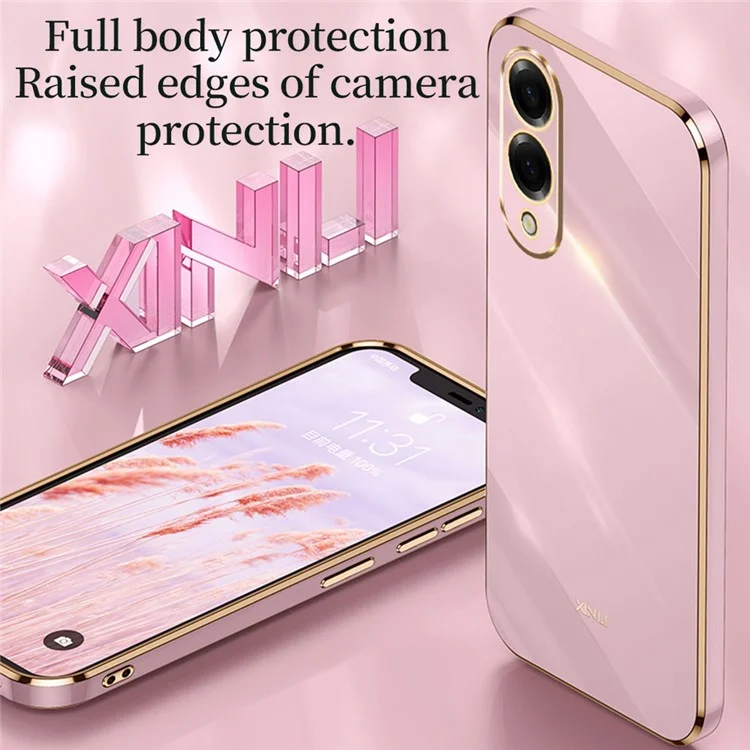 Capa XINLI para Samsung Galaxy S25 Edge em TPU com Moldura Eletroplatinada - Ciano